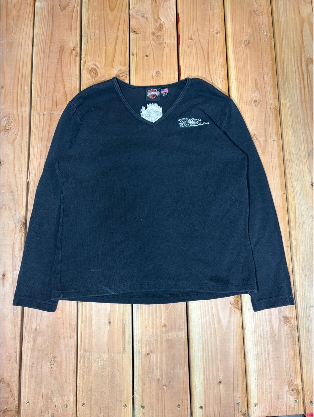Harley-Davidson Men's Black Long Sleeve V-Neck T-Shirt